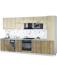 Кухонный гарнитур Интерлиния Мила Gloss 3.4-ПМ4