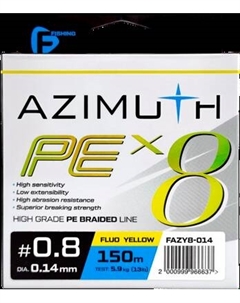 Леска плетеная F-Fishing Azimuth PE X8 150м Fluo Yellow / FAZY8-014 F-fishing