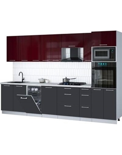 Кухонный гарнитур Интерлиния Мила Gloss 3.2-ПМ3