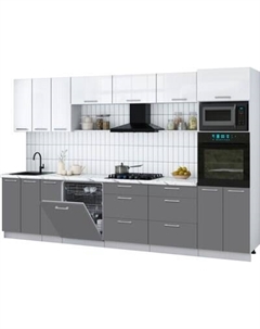 Кухонный гарнитур Интерлиния Мила Gloss 3.3-ПМ1-2