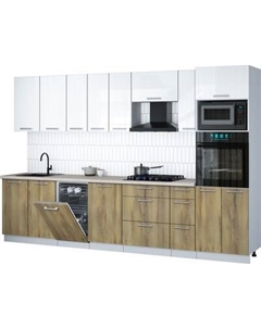 Кухонный гарнитур Интерлиния Мила Gloss 3.2-ПМ3