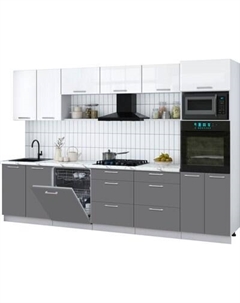 Кухонный гарнитур Интерлиния Мила Gloss 3.2-ПМ1