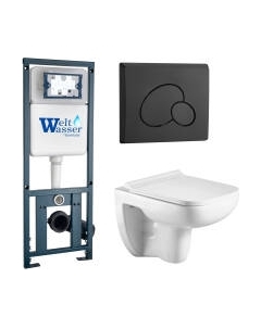 Унитаз подвесной с инсталляцией WeltWasser Marberg 410 + Kehlbach 004 GL-WT + Mar 410 RD MT-BL Weltwasser