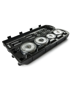 Набор хромированных гантелей и штанга в чемодане 50кг . Ametist