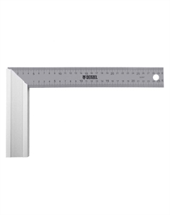 Угольник 300мм стальной, нерж. сталь, градуировка, алюм. основание 32397 Denzel