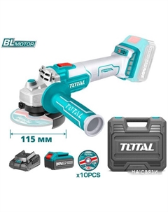 Угловая шлифмашина TAGLI2011587 (с 1-м АКБ, кейс) Total