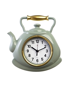 Часы настенные для кухни "Классика. Чайник", бесшумные, 27 х 28,5 см, оливковые с золотом Рубин