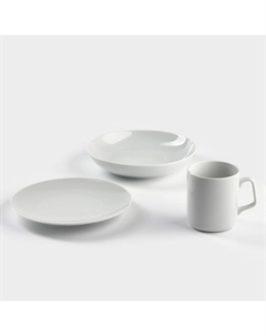 Набор посуды Добрушский завод «Универсальный», 3 предмета: тарелка d=20 см, глубокая 700 мл, d=20 см, кружка 350 мл, белый Добрушский фарфоровый завод