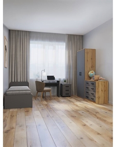 Шкаф распашной двухстворчатый «», 800×500×2100 мм, цвет дуб вотан/тёмно - серый Клик мебель