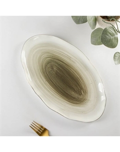 Блюдо фарфоровое «Млечный путь», 29.5×17.5 см, цвет серый Доляна