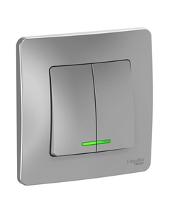 Выключатель SE Blanca, 10 А, 2 клавиши, IP20, скрытый, с подсветкой, алюминий, BLNVS010513 Schneider electric