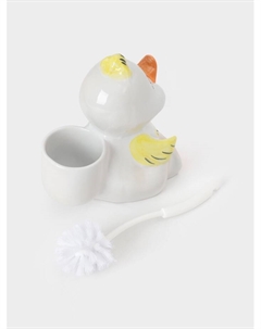 Ёршик для унитаза с подставкой «Утёнок», фарфор, белый Хорошие сувениры