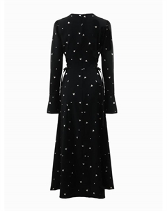 Платье с завязками на талии миди женское Flower, размер 48, чёрное, белое Minaku