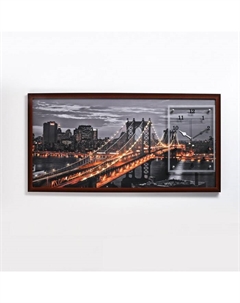 Часы=картина настенные, интерьерные «Манхэттенский мост», 50×100 см, на холсте, бесшумные Сюжет