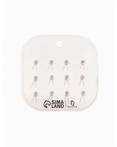 Серьги пусеты «Ассорти», 6 пар, мишки и сердечки, цвет розово-голубой в серебре Qf