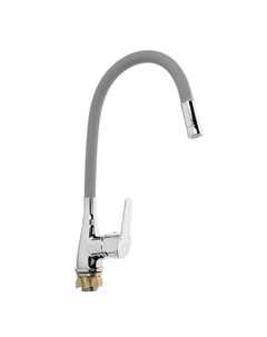 Смеситель для кухни Accoona A4890T-5, однорычажный, гибкий излив, серый/хром