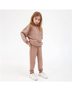 Комплект (толстовка, брюки) "Basic line" размер 40 (158-164), цвет кофе, oversize Kaftan