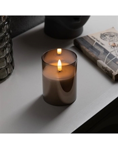 Светодиодная свеча серебристая, 7.5×10×7.5 см, воск, пластик, батарейки АААх3 (не в комплекте), свечение тёплое белое Luazon lighting