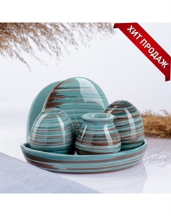 Набор для специй «Скандинавия», 5 предметов, бирюзовый Борисовская керамика