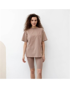 Футболка женская OVERSIZE FIT: цвет коричневый, р-р 52 Minaku