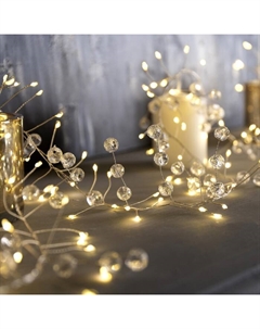 Гирлянда «Мишура» 2 м роса с насадками «Грозди», IP20, серебристая нить, 200 LED, свечение тёплое белое, ААх3 Luazon lighting