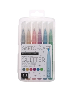 Набор маркеров 6 цветов, 3.0 мм, глиттерных, SKETCH&ART Brunovisconti