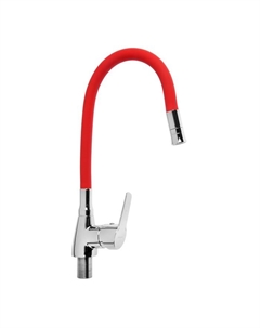 Смеситель для кухни Accoona A4890N-5, однорычажный, гибкий излив, 2 режима, красный