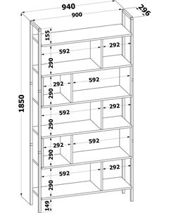 Стеллаж напольный открытый «СТ403», с полками, 940×296×1850 мм, цвет белый Сокол