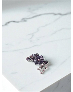 Брошь «Цветок стеклянный», фиолетовая в серебре Qf