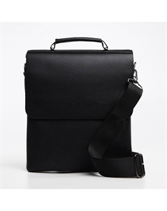 Сумка планшет мужская, 2 отдела на молнии, наружный карман, 23×4×26 см, чёрная Textura