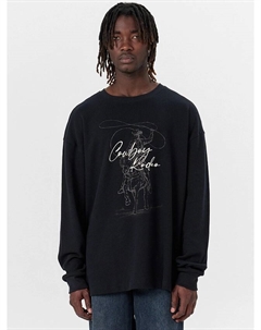 Лонгслив мужской черный с надписью "cowboy rodeo" Mark formelle