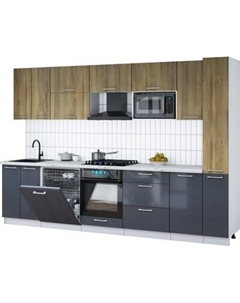 Кухонный гарнитур Интерлиния Мила Gloss 3.1-ПМ2