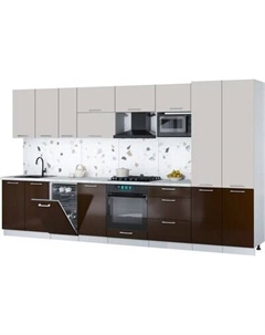 Кухонный гарнитур Интерлиния Мила Gloss 3.7-ПМ4