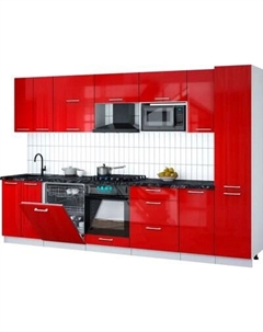 Кухонный гарнитур Интерлиния Мила Gloss 3.2-ПМ2