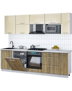 Кухонный гарнитур Интерлиния Мила Gloss 2.6-ПМ2