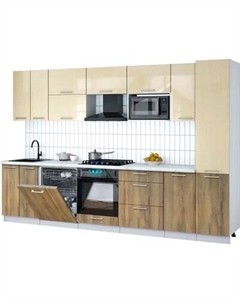 Кухонный гарнитур Интерлиния Мила Gloss 3.2-ПМ2