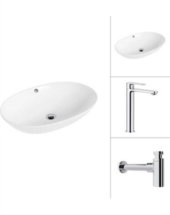 Умывальник со смесителем Lauter 21709 + Moon 21СK81691C с сифоном 21635CH