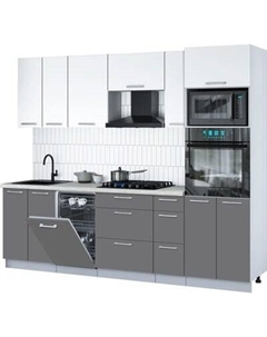 Кухонный гарнитур Интерлиния Мила Gloss 2.55-ПМ3