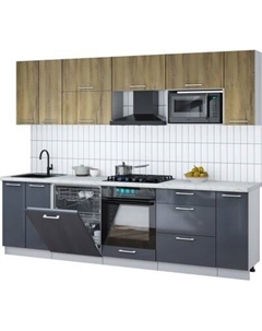 Кухонный гарнитур Интерлиния Мила Gloss 2.7-ПМ2