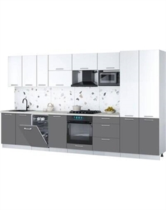 Кухонный гарнитур Интерлиния Мила Gloss 3.7-ПМ4
