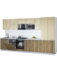 Кухонный гарнитур Интерлиния Мила Gloss 3.7-ПМ2