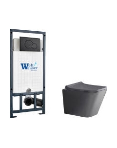 Унитаз подвесной с инсталляцией WeltWasser Marberg 507 + Gelbach 041 MT-GR + Mar 507 RD MT-BL Weltwasser