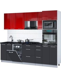 Кухонный гарнитур Интерлиния Мила Gloss 2.55-ПМ3