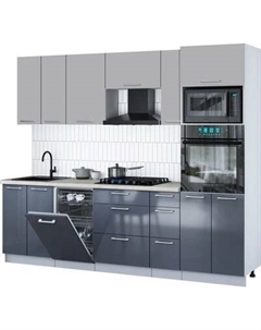 Кухонный гарнитур Интерлиния Мила Gloss 2.55-ПМ3