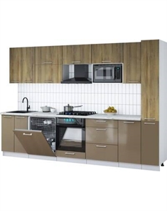 Кухонный гарнитур Интерлиния Мила Gloss 3.1-ПМ2