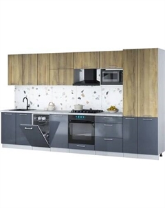 Кухонный гарнитур Интерлиния Мила Gloss 3.6-ПМ4