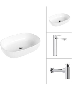 Умывальник со смесителем Lauter 21836 + Moon 21СK81691C с сифоном 21635CH