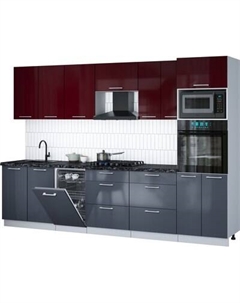 Кухонный гарнитур Интерлиния Мила Gloss 3.05-ПМ3