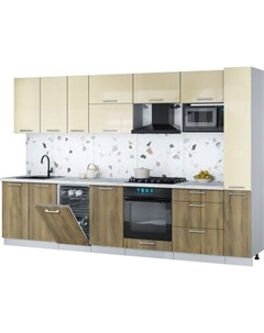 Кухонный гарнитур Интерлиния Мила Gloss 3.2-ПМ4