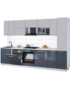 Кухонный гарнитур Интерлиния Мила Gloss 3.2-ПМ2
